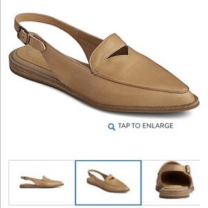 Pointed Toe Slingback Leather Loafer